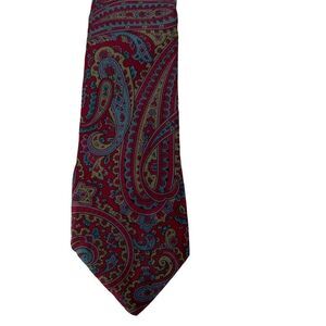 Vintage Marc Lewis Paisley Silk Tie Italian Silk Made in USA Red, Blue + Purple